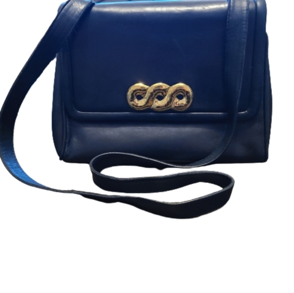 Frances Patiky Stein Navy Handbag Vintage 80s